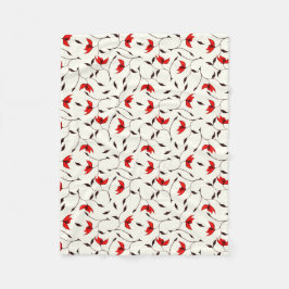 Delikat rött blommamönster fleecefilt