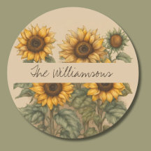 Delikat Rustic Sunblommor Monogram