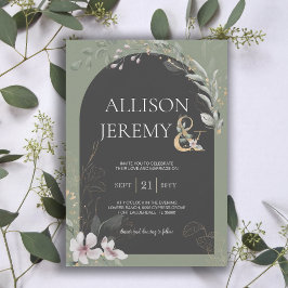 Delikat SageGreen Botanical Blommigt Wedding-inbju Inbjudningar