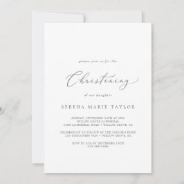 Delikat Silver Calligraphy Christening Inbjudningar