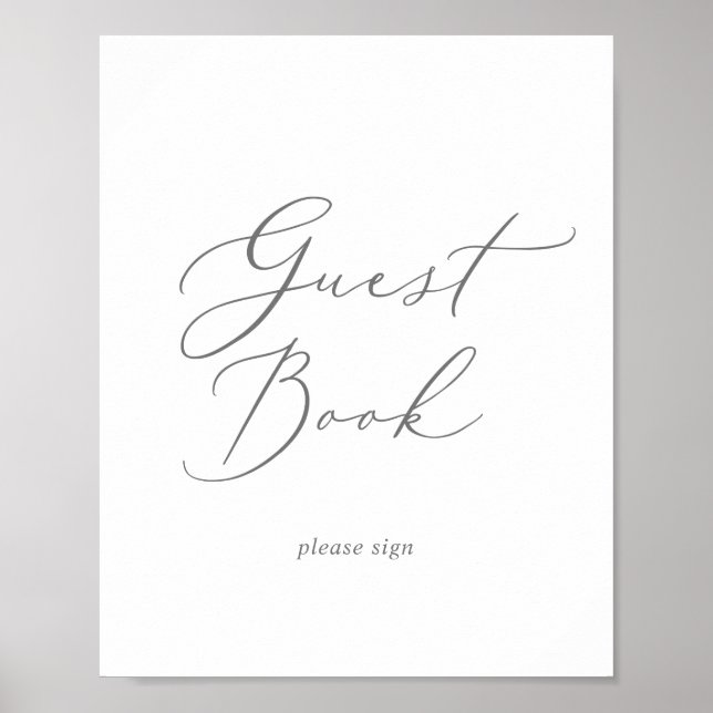 Delikat Silver Calligraphy Guest Bok-tecken Poster (Framsidan)