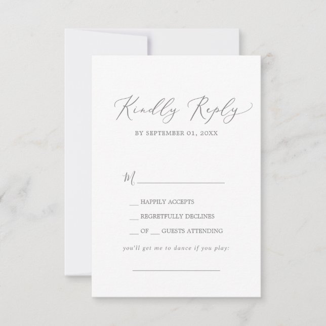 Delikat Silver Calligraphy Sång Request OSA kort (Framsida)