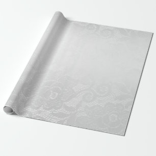 Delikat Silver Grått Vit ros Snöre Presentpapper