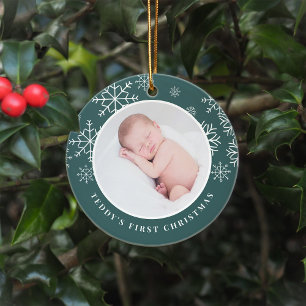 Delikat Snö   Baby Första julfoto Julgransprydnad Keramik