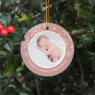 Delikat Snö   Baby Första julfoto Julgransprydnad Keramik