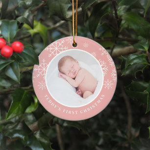 Delikat Snö   Baby Första julfoto Julgransprydnad Keramik