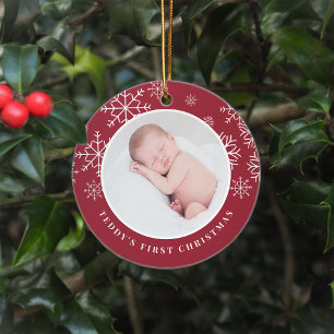 Delikat Snö   Baby Första julfoto Julgransprydnad Keramik