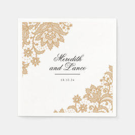 Delikat Snöre Black och Guld Script Bröllop Pappersservett