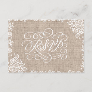 Delikat Snöre Burlap Rustic Bröllop OSA Kort