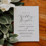 Delikat Svart Calligraphy-bröllop Mottagning Inbjudningar<br><div class="desc">Denna känsliga kalligrafbröllopsinbjudan är perfekt för en modern post-elopement party. Den romantiska minimalistiska designen har fin och svart typografi med elegant på vit bakgrund med ett rent och enkelt utseende. OSA kort säljs separat eller så kan du lägga till OSA på baksidan av kortet.</div>
