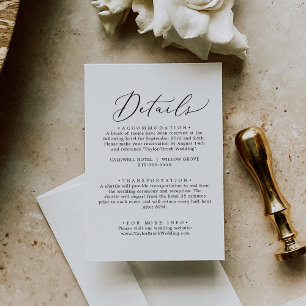 Delikat Svart DIY Elegant bröllop-informationskort Inbjudningar