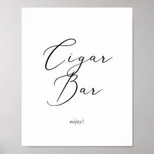 Delikat svart kalligrafi Cigar Pub-tecken Poster