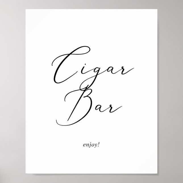 Delikat svart kalligrafi Cigar Pub-tecken Poster (Framsidan)