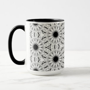 Delikat svart och vitt blomma Mönster Mugg