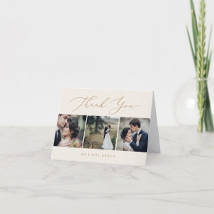 Delikat Tack för fotomall för Guld Cream 3 Kort