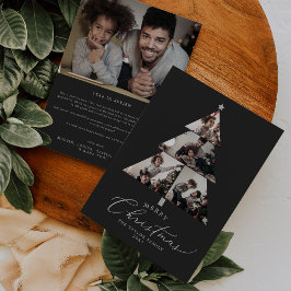 Delikat träkol God jul Träd Fotoholid Julkort