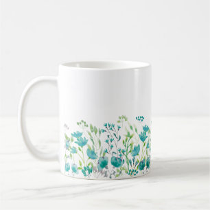 Delikat turkos blommigt gräns kaffemugg