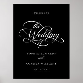 Delikat välkomsttecken för Bröllop Black Elegant Poster