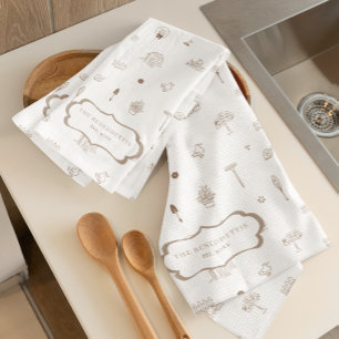 Delikat Vår Garden Monogram Tea Towel Kökshandduk