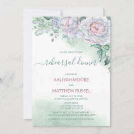 Delikat vattenfärgsmål Ro Rehearsal Middag Inbjudningar