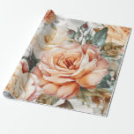 Delikat Vintage Peach och Vit ros Presentpapper<br><div class="desc">Snygg presentförpackning av Vintage Peach och Vit ros.</div>