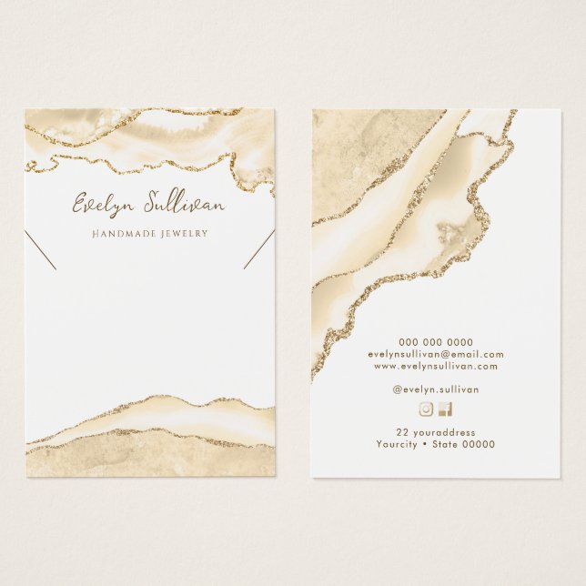 delikat visning av halshölje för persikoagel visitkort (Framsida & baksida)