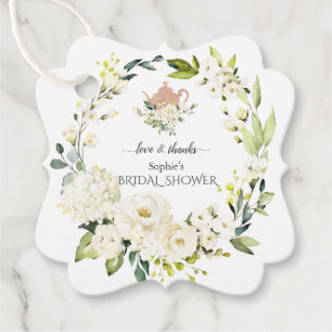 Delikat Vit ros Hydrangea Möhippa Tea Party Gåvor Etiketter