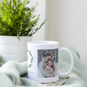Delikat WandeGreenery Anpassningsbar Monogram Phot Kaffemugg
