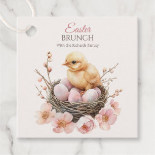 Delikat Watercolor Påsk Nest Egg & Chick Brunch Gåvor Etiketter