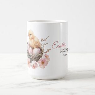Delikat Watercolor Påsk Nest Egg & Chick Brunch Kaffemugg