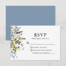 Delikat Watercolor Wildblomma Bröllop Dusty Blue