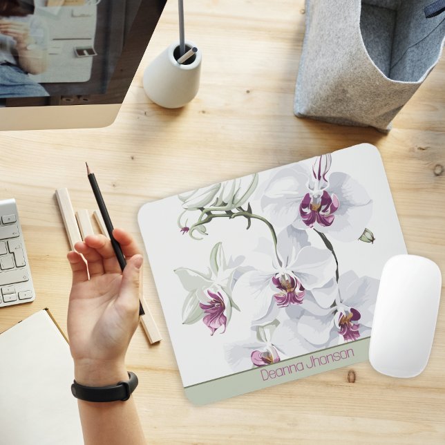 Delikat White Flowers Anpassade Mousepad Musmatta (Skapare uppladdad)