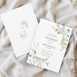 Delikat Wildblomme Modern Boho Blommigt Bröllop Inbjudningar