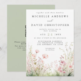 Delikat Wildblomme QR-kod Bröllop Inbjudningar