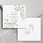 Delikat WildblomModern Boho Bröllop Inbjudningar<br><div class="desc">I inbjudan till elegant bröllop finns handmålade vattenfärgade vilda blommor i smörblommor i gult, grönt, dammig grönt och ljusblå med ett par initialer på baksidan, perfekt för vår, sommar eller fall. Om du vill ha en mer avancerad anpassning av den här designen klickar du på BLUE DESIGN VERKTYG ovan! Matchande...</div>
