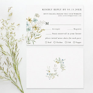 Delikat WildblomModern Boho Bröllop OSA Kort