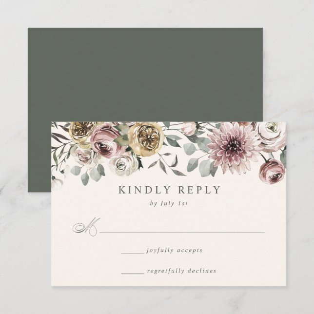 Delikat Winter Blommigt Bröllop OSA Kort (Fram/baksida)