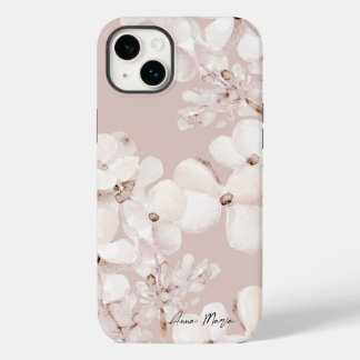 Delikata Beige White Watercolor Flowers Monogram