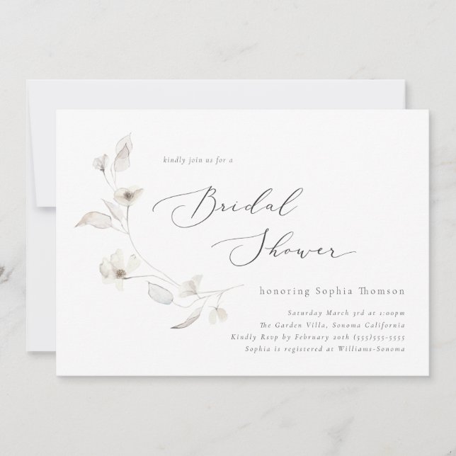 Delikata Blommar Inbjudningskort för möhippan (Framsida)