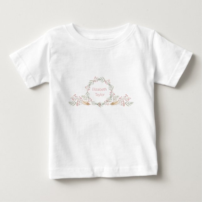 Delikata blommor och fjädrar Monogram T Shirt (Framsida)