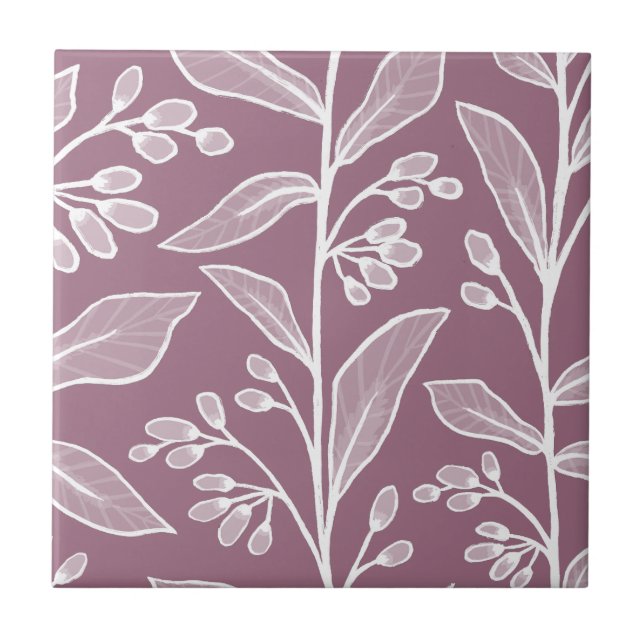 Delikata botaniska Reverie L7 stora vita växter Kakelplatta (Framsidan)