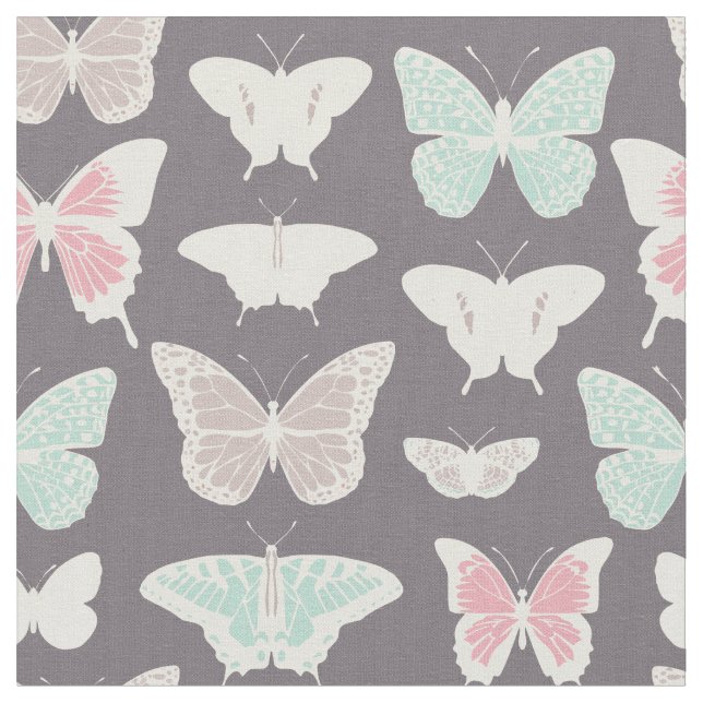 Delikata Butterflies Mönster Tyg (Närbild)