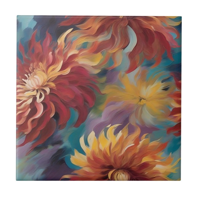 Delikata Dahlias Flowers Kakelplatta (Framsidan)