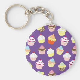 Delikata dekorerade Muffinsar på födelsedagen Fyrkantig Silverfärgad Nyckelring