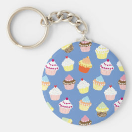 Delikata dekorerade Muffinsar på födelsedagen Rund Silverfärgad Nyckelring