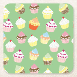 Delikata dekorerade Muffinsar på födelsedagen Underlägg Papper Rund