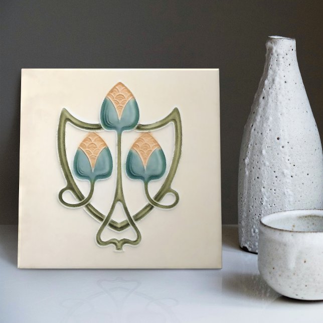 Delikata Flowers Jugendstill Art nouveau England Kakelplatta (Skapare uppladdad)