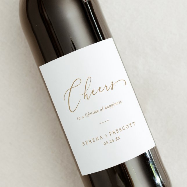 Delikata Guld Cheers Bröllop Vin-etiketter Vinflaska Etikett (Skapare uppladdad)