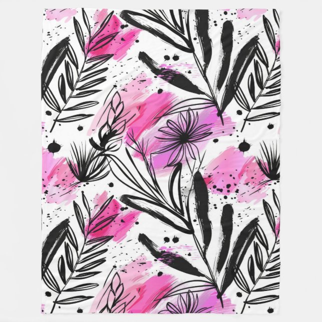 Delikata Inky Petals Mönster Fleecefilt (Framsidan)