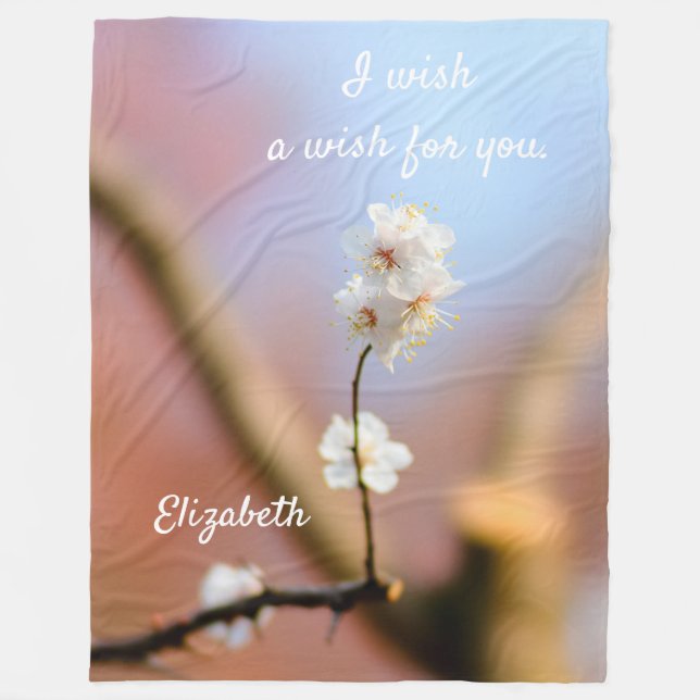 Delikata japanska Apricot-Blommar Fleecefilt (Framsidan)